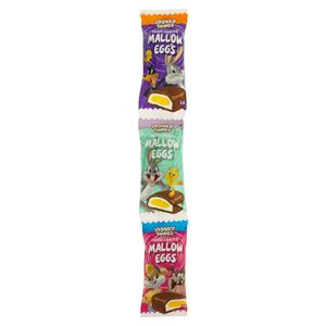 Looney Tunes Choc Coated Mallow Eggs Strip 3 x 16g